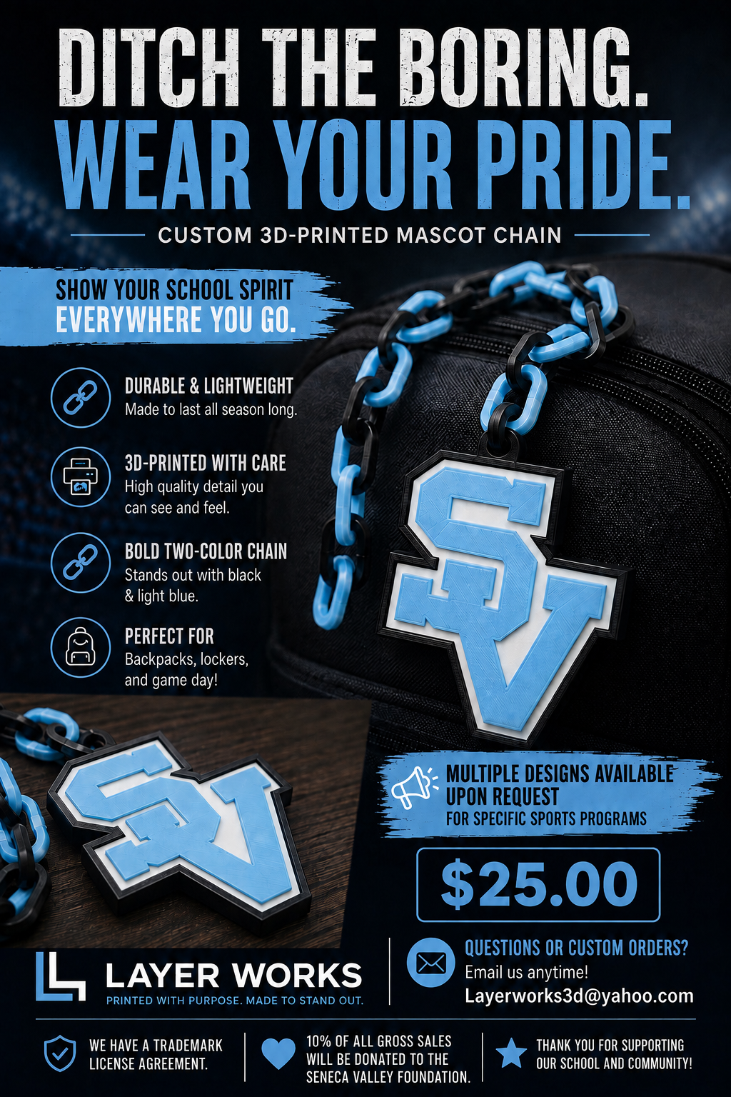 Custom School Spirit Hype Chain - Seneca Valley